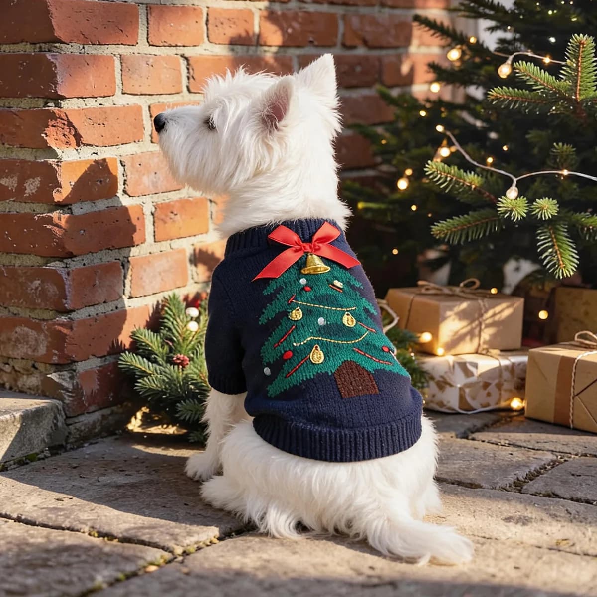 Dog Christmas Tree Sweater Pet Clothes Cat Puppy Costume Chihuahua Small Dogs Sweater Xmas Warm Knitte Clothing