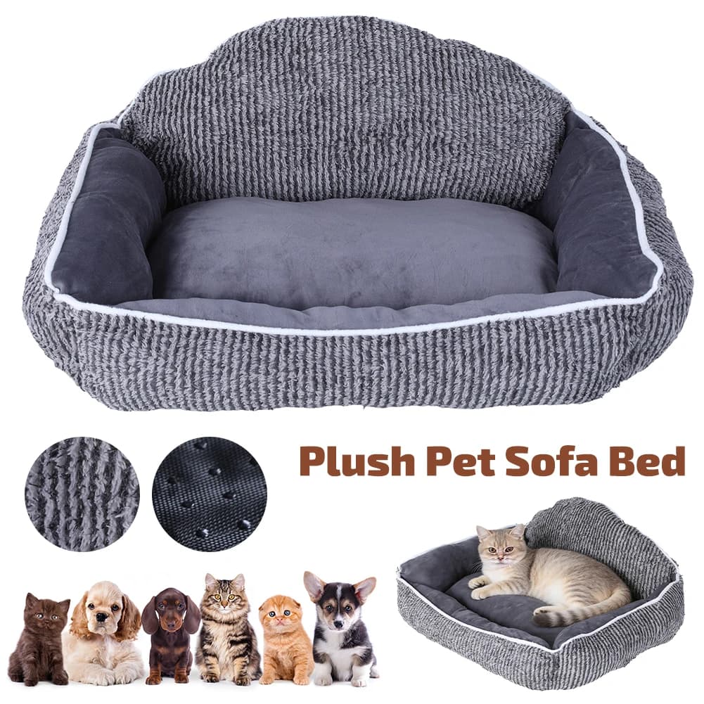 Cuccia a guscio semicircolare a righe per cani e gatti, in peluche, lavabile in lavatrice, per dormire in interni