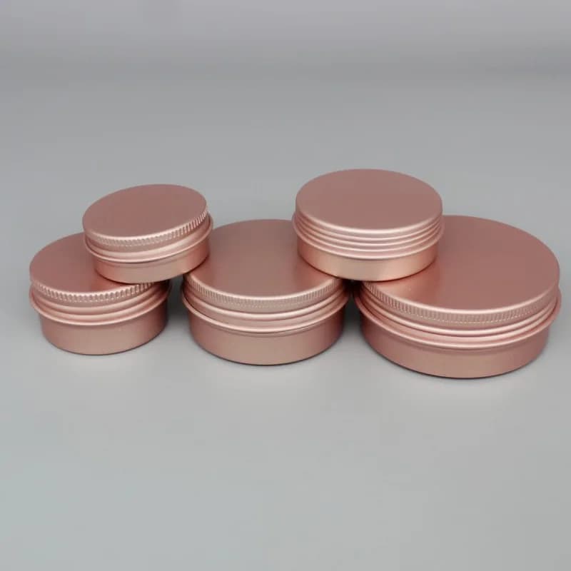 10 50 100 pz/lotto Vaso di Crema Cosmetica in oro Rosa scatola di Alluminio Candela Balsamo per le labbra Contenitore di Trucco Latta di Alluminio Vuota con Coperchio