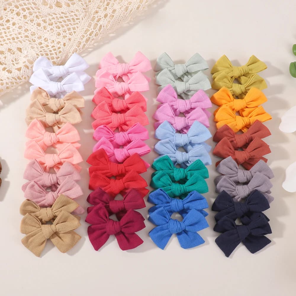 20 pcs color casual cloth bowknot hairgrips cheer strings of solid color girls hair fringe random hair clip accessories for kids hair