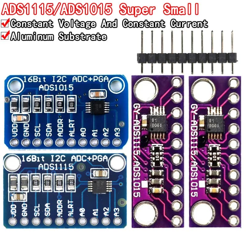 Modulo ADC 4 canali I2C ADS1115 ADS1015 a 16 bit con amplificatore di guadagno Pro da 2,0 V a 5,5 V per Arduino RPi