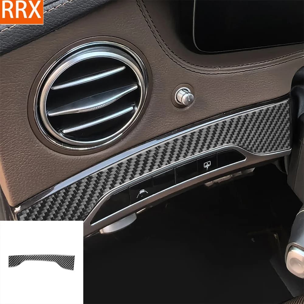 For Mercedes-Benz S-Class W222 2013-2020 Real Carbon Fiber Sticker Dashboard Lane Assist Panel Car Accessories Inside Decorative