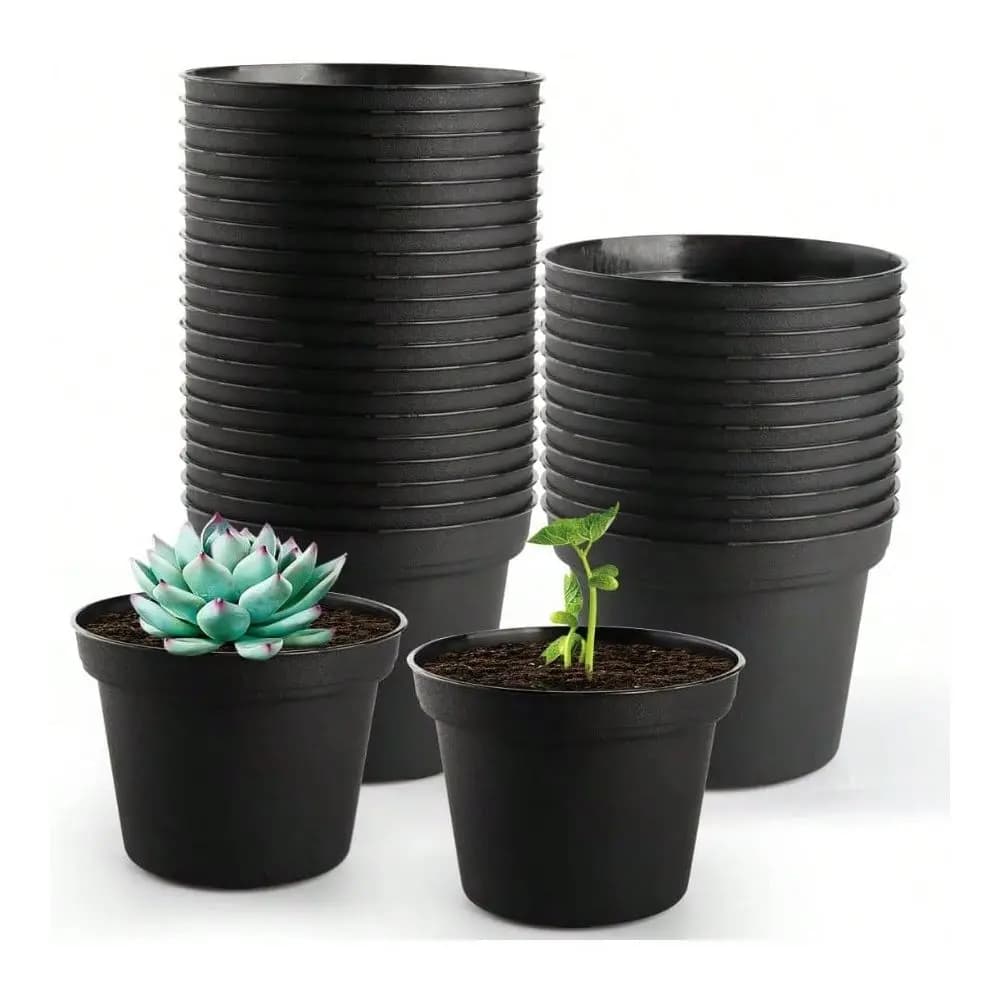 60 Pack 3 Inch Black Nursery Pots Plastic Seedling Seed Starter Germination Pots With Drainage For Plants Succulents Flowers Tr