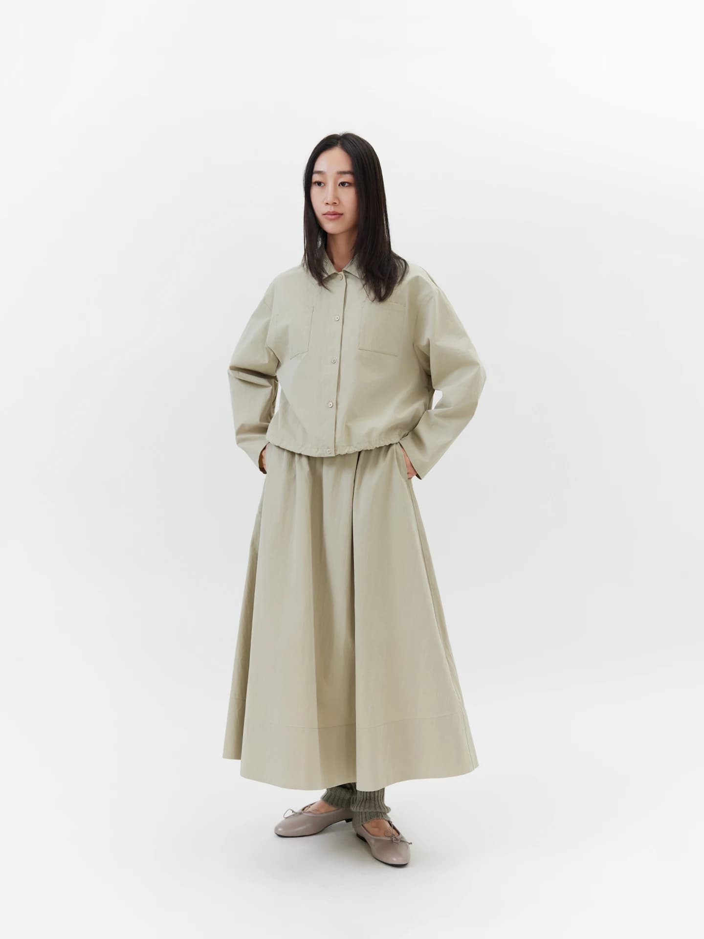 Casual Faionable Cotton Suit Set High Waist Skirt And Jaet Two Piece Spring Collection Breathable Medium Thin Long S...