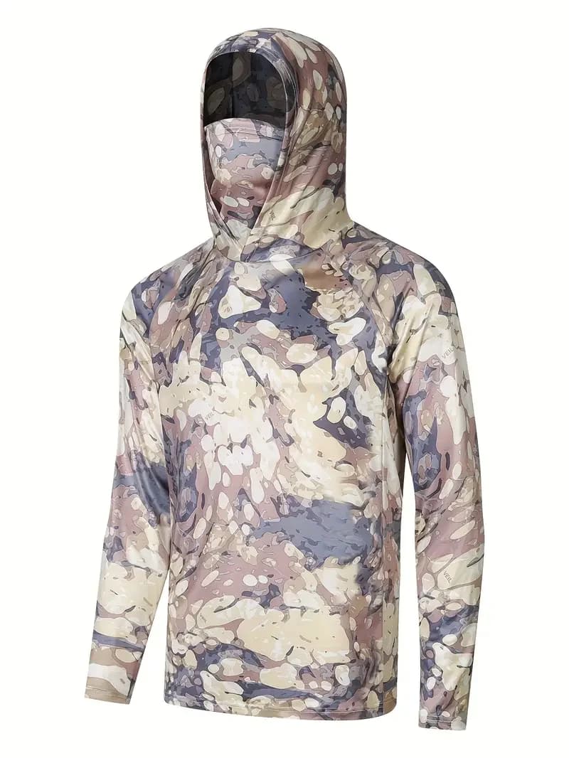 2026 Fishing Shirts Mask Hoodie Men Long Sleeve Fishing Clothes UV Protection Fish Jersey