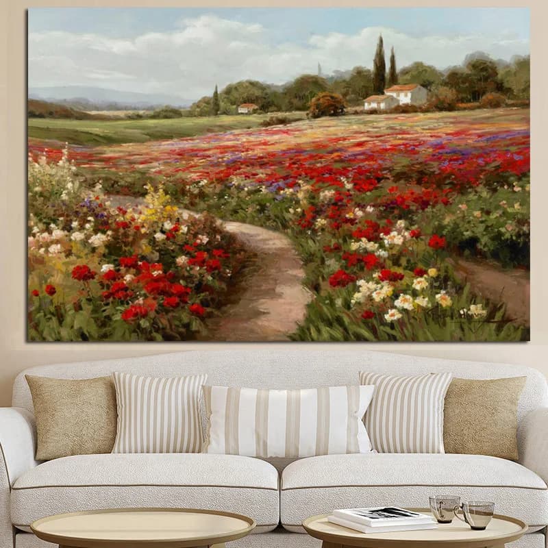 Impressionist Claude Monet Poppy Fields Landscape Canvas Painting Posters and Prints Wall Art Pictures for Living Room Decor