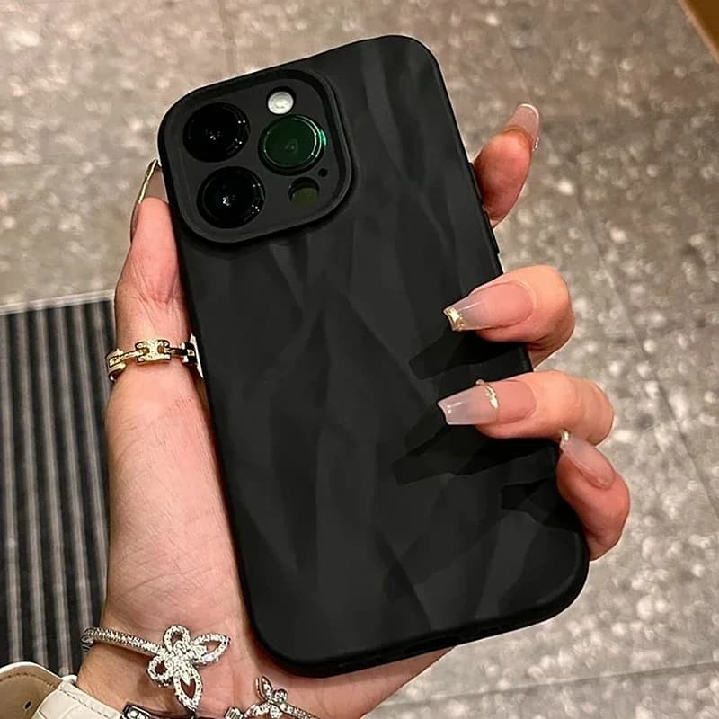 Soft Fold Pleated Pattern Phone Case For iPhone 17 16 Pro Max 11 12 13 14 15 Plus Air Silicone Protective Cover Funda Coque Capa