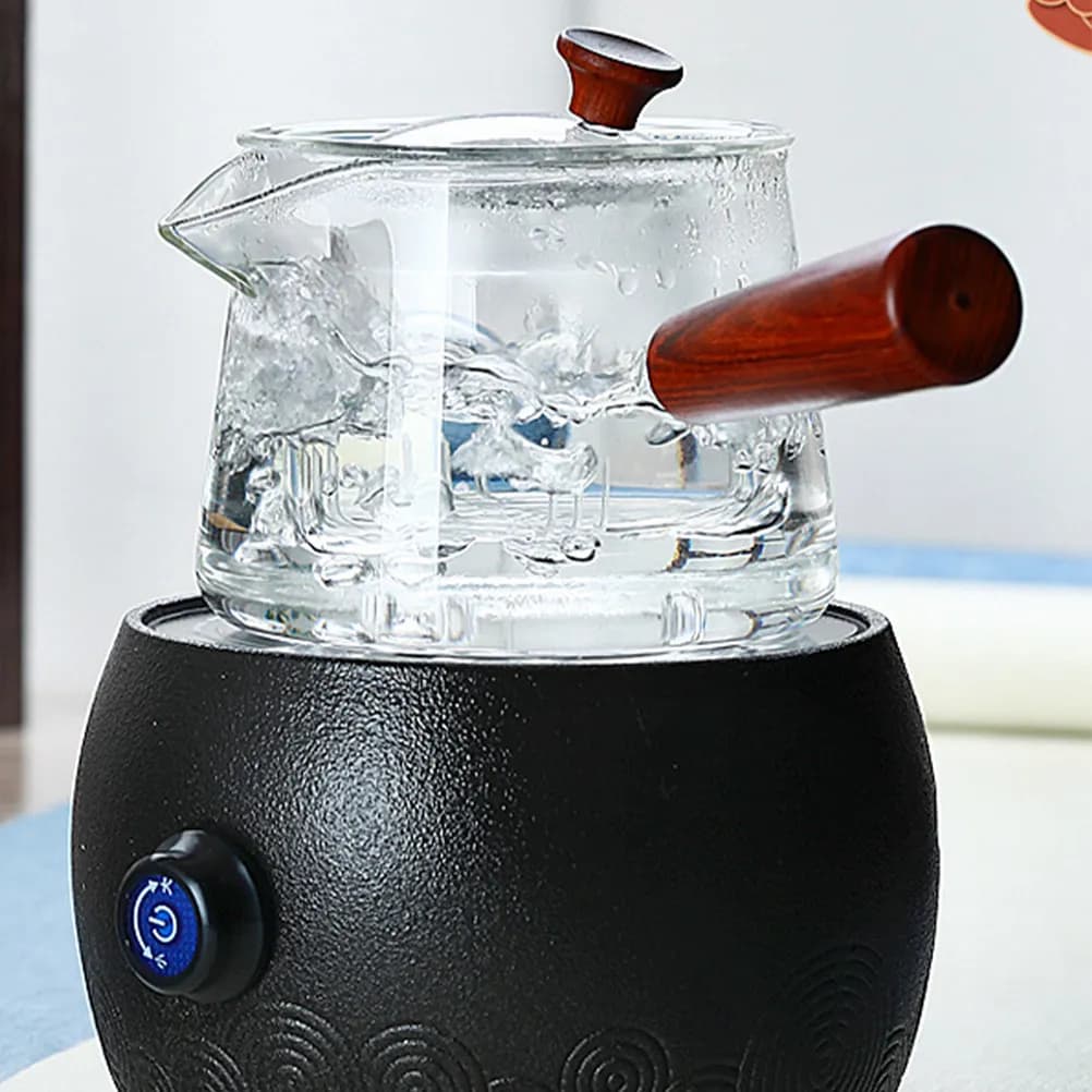 Teiera in Vetro Trasparente Resistente al Calore, Bollitore Portatile con Infusore Rimovibile, Facile da Pulire