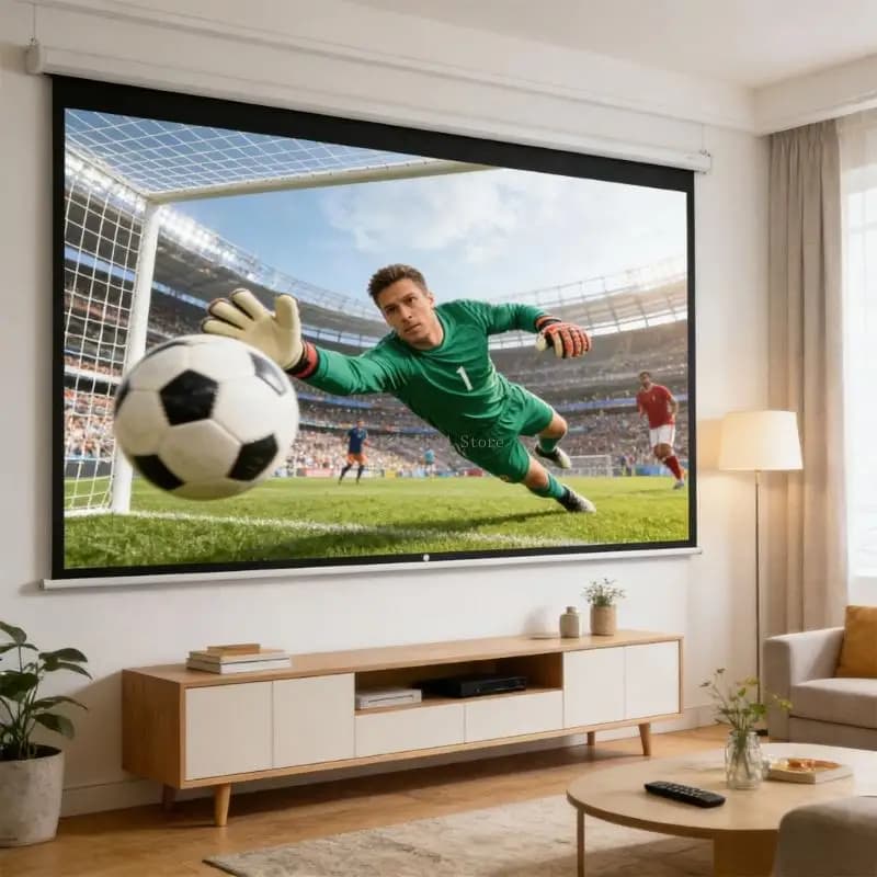 Schermo proiezione in poliestere con proporzioni 16:9, facile da trasportare per film, sport e presentazioni