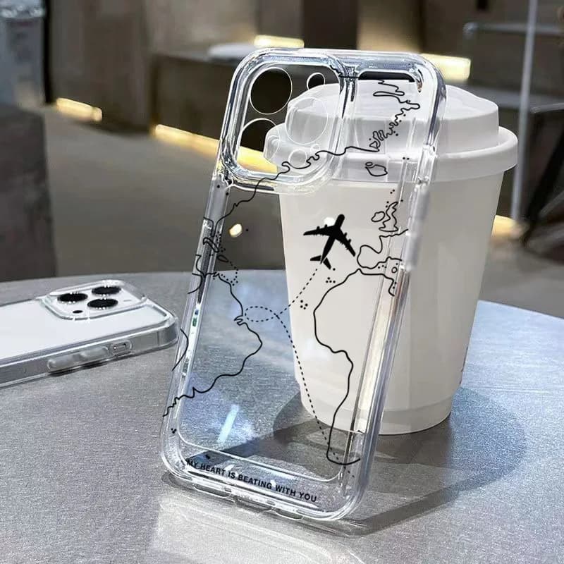 Travel-nspired Airplane Route Clear Phone Case For iPhone 17 16 Pro Max 15 14 13 12 11 Pro XR X XS Max 7 8 Plus Clear Soft Cover