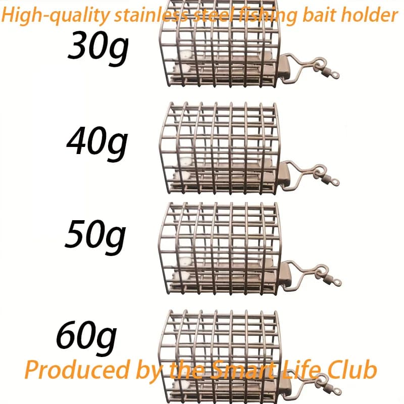 Nuova gabbia per esche da pesca, gabbia per esche da pesca quadrata 30G/40G/50G/60G, dotata di piombo e dispositivo esca, struttura in rete di acciaio inossidabile, robusta e durevole. Esca facile da riporre e rapido da montare, organizer per esche, accessori da pesca di alta qualità.