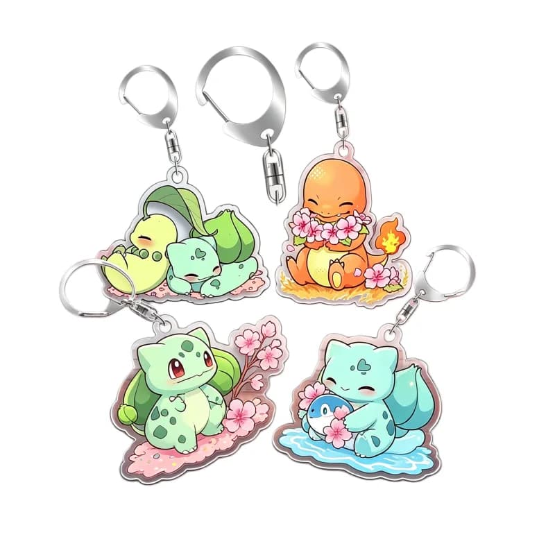 Keychain For Pokemon Ivysaur + Bulbasaur Acrylic HomemadeCartoon Anime Backpack Pendant Decoration Collection Fans Gift 5cm