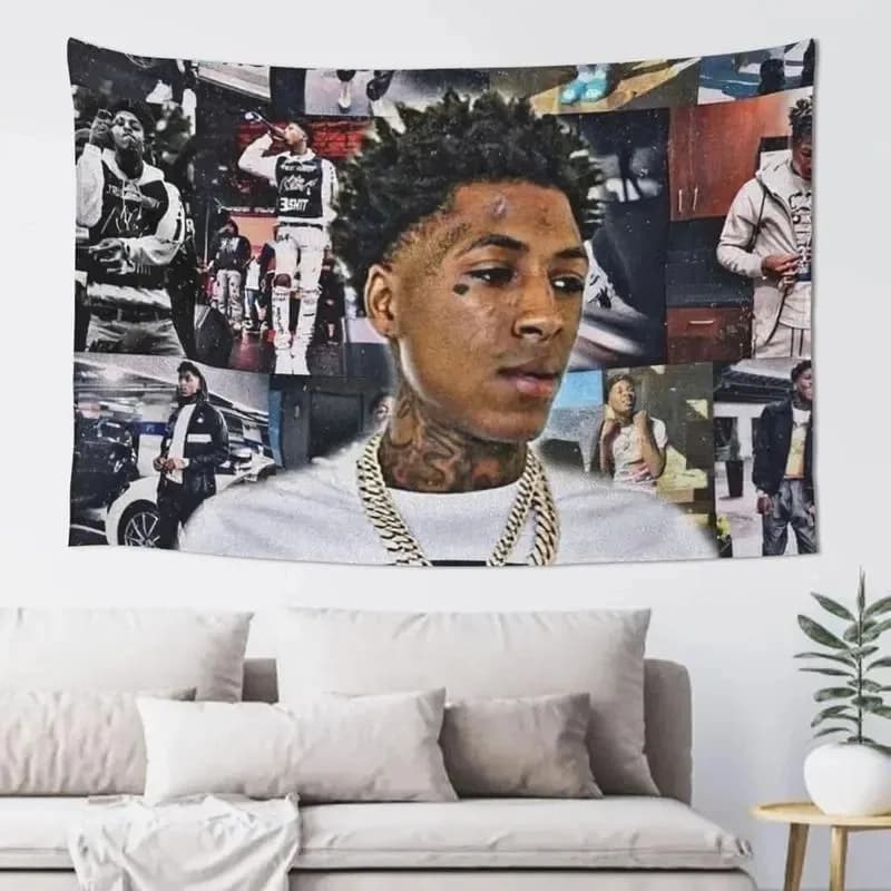 VIKAMA YoungBoy Never Broke Again NBA YoungBoy Hip Hop Rapper Collage Tapestry Wall Hanging Bedroom Dorm Fan Room Decor
