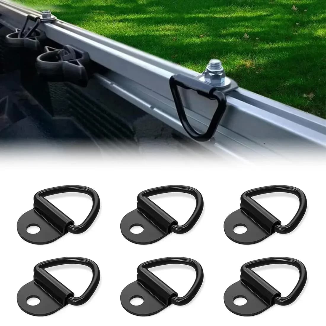 6x Tie-Down Anchors Heavy Duty Truck Bed Tie Down Anchors Rings Trailers Hook V-Ring RV Campers Van ATV SUV Boats tie Down Hooks