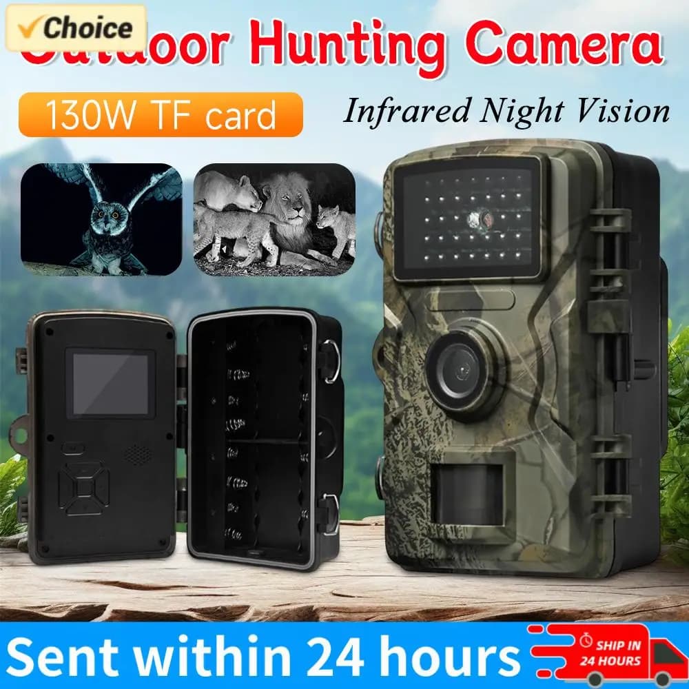 Fotocamera da Caccia con Sensore di Movimento, Visione Notturna a Infrarossi, Telecamera di Sicurezza per Osservazione Animali, Fototrappola per Fauna Selvatica