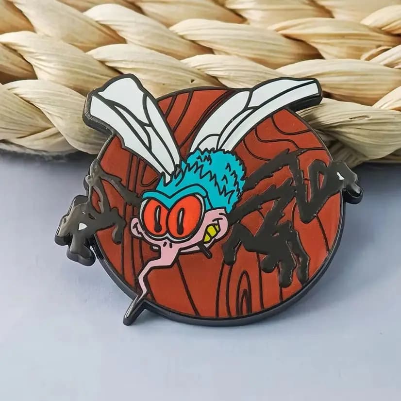 AC Fly On The Wall Enamel Pins Vintage Hard Rock Band Logo Brooches Funny Fly Mosquito Badge Backpack Lapel Pin Fans Gift