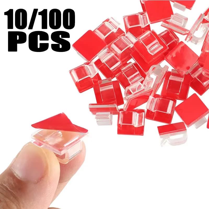 10/100pcs Clip per cavi Gestione cavi autoadesivi Supporto per cavi nero Morsetto per organizer Accessori per clip per cavi per auto autoadesivi