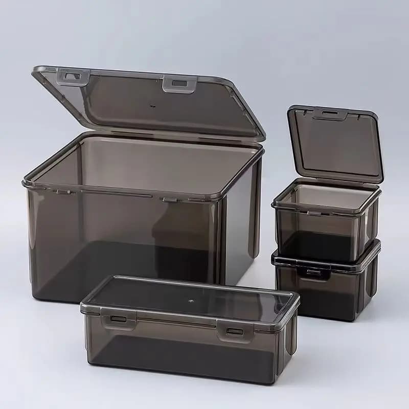 Multi-functional Storage Box Home Desktop Sundry Organizer Transparent Black Plastic Dustproof Lid Dried Fruit Storage Container