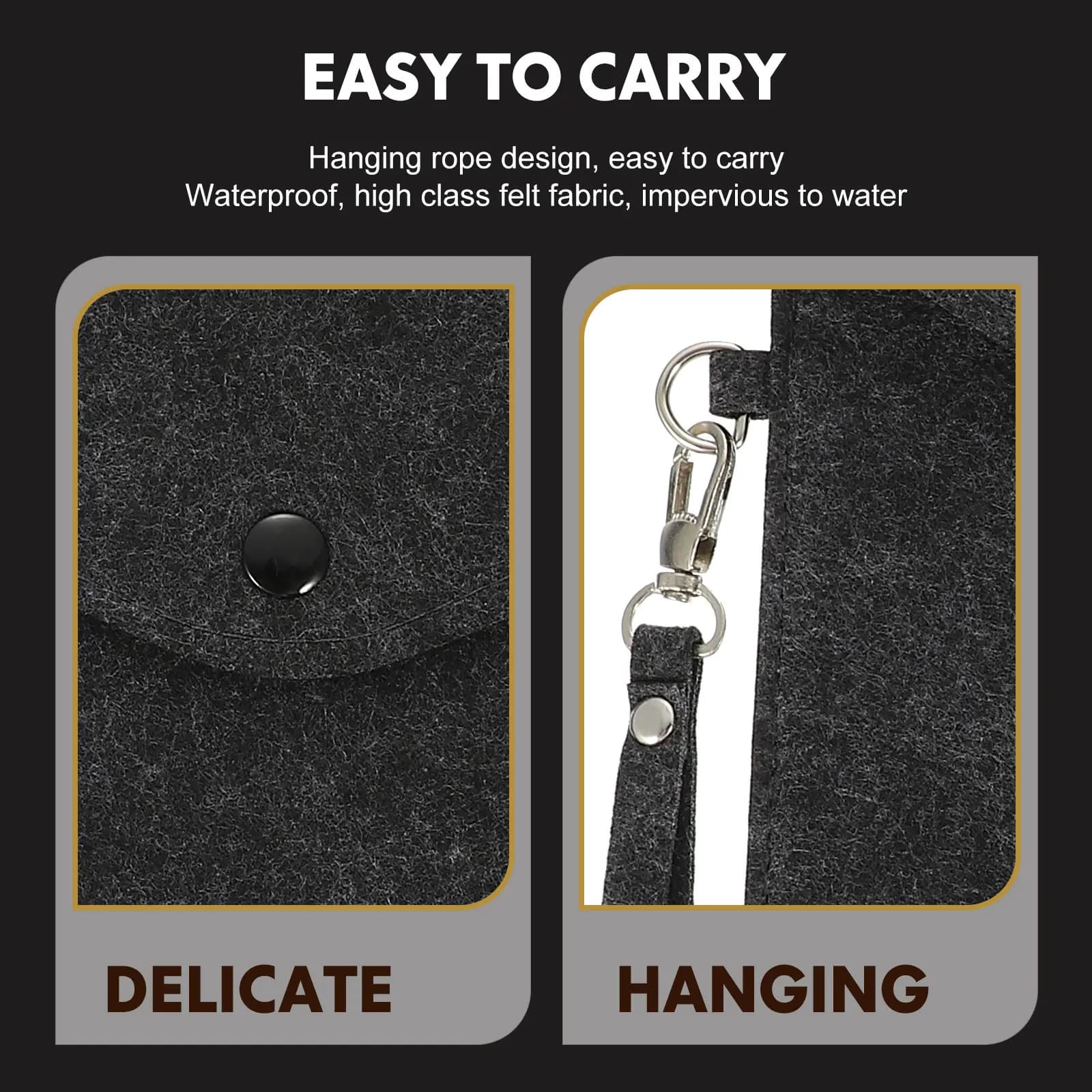 Felt File Bag A4 Folder Button Clasp Secure Business File Pouch Office Document Organizer Paper Organizer Folder
