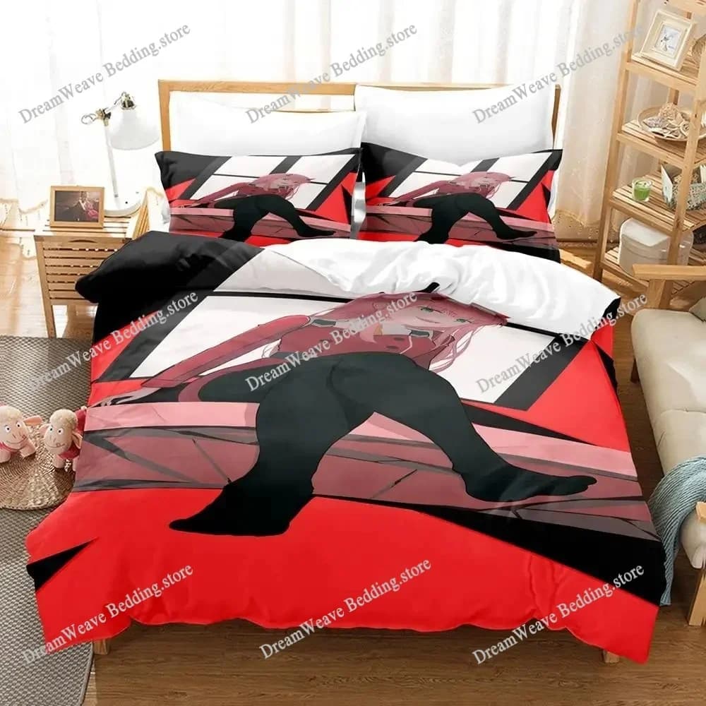 Set di biancheria da letto con piumino Zero Two DARLING in The FRANXX, set di biancheria da letto con copripiumino, federa, set di biancheria da letto Queen Size96
