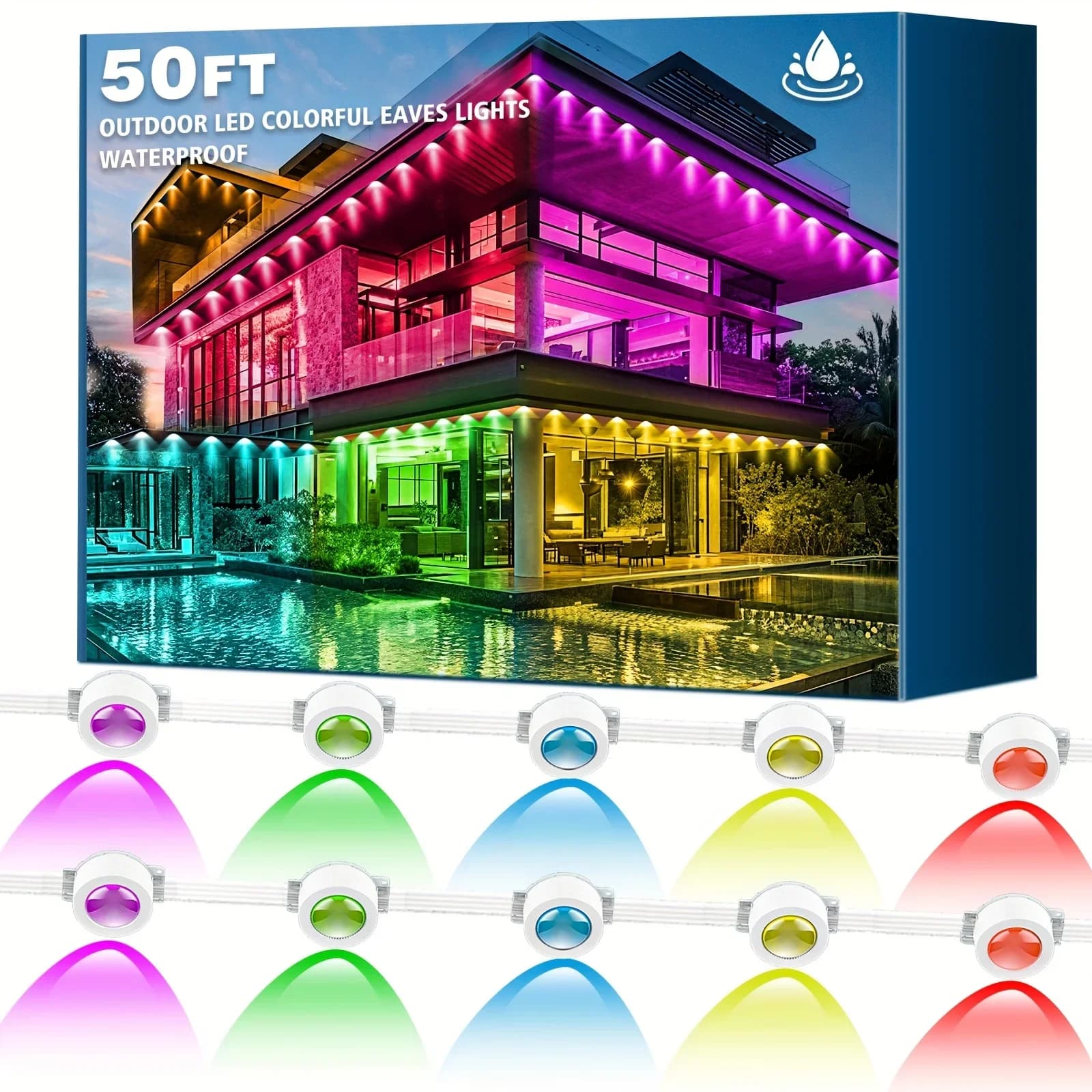Illuminazione LED Permanente da Esterno RGB Impermeabile IP67, 500 Piedi, 250 Lampadine, con Telecomando, Ideale per Feste, San Valentino
