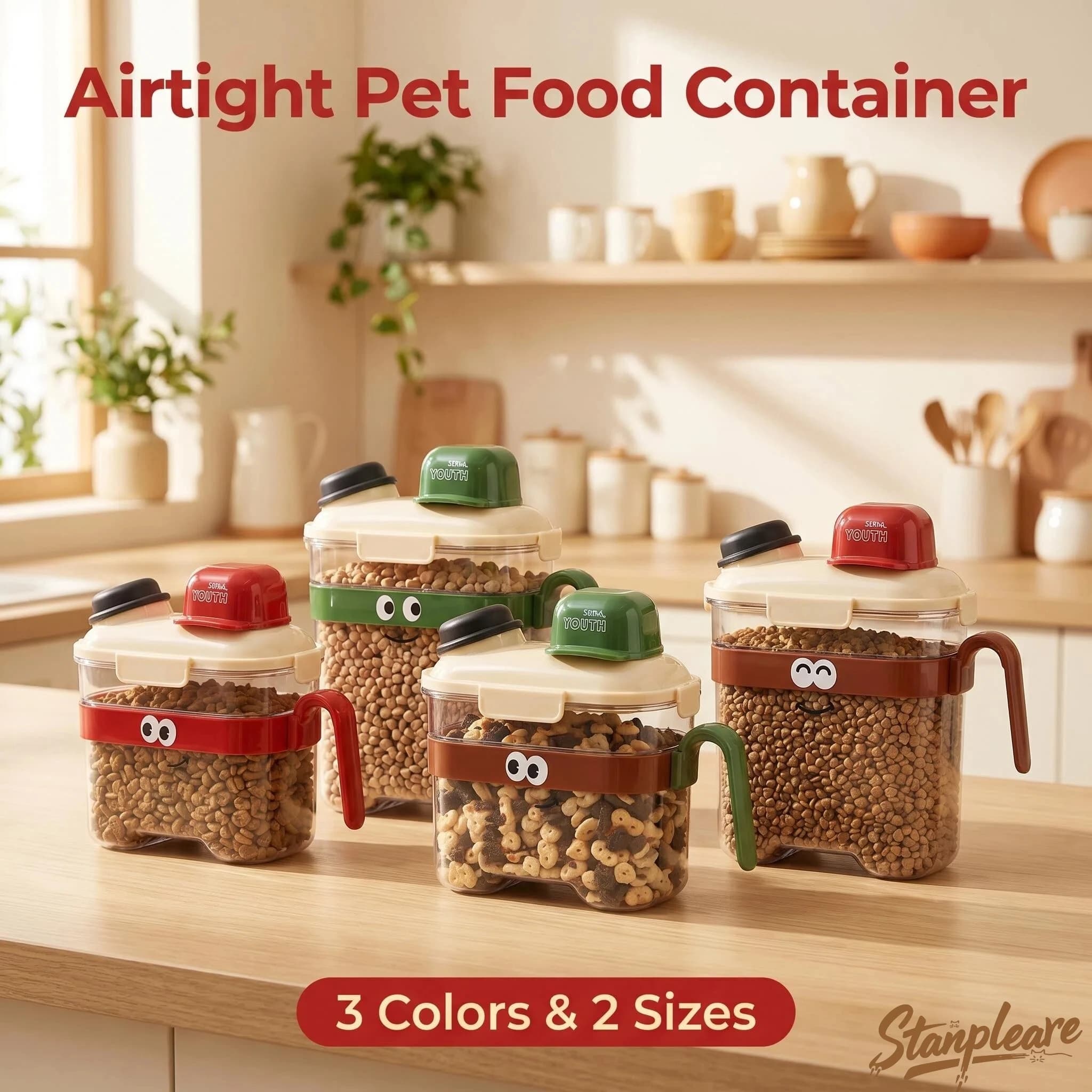 3800ml Airtight Pet Food Storage Container with Measuring Cup & Handle Moisture Proof Cat Dog Treat Storage Jar