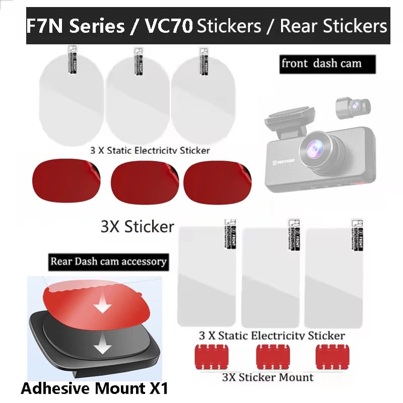 Adhesive Mount for REDTIGER F7N Series / F17 / VC70 Dash Cam Mount Electrostatic Stickers for , Strong Windshield Grip