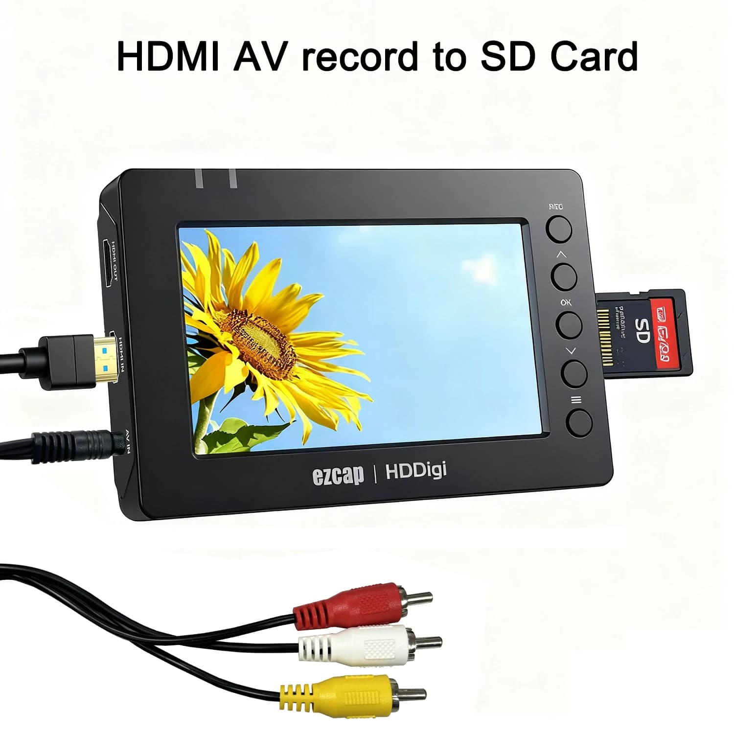 Scheda di acquisizione video HD 1080P HDMI RCA AV con riproduzione dello schermo e registrazione su scheda SD per TV Box, lettore DVD, VHS, videocamera