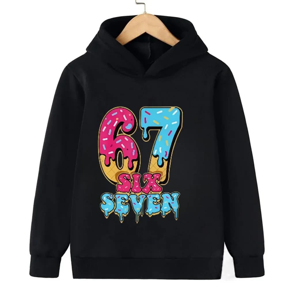 Felpa con cappuccio per bambini 67 + Skibidi Viral Meme Felpa con cappuccio per bambini Felpa comoda per bambini alla moda e divertente