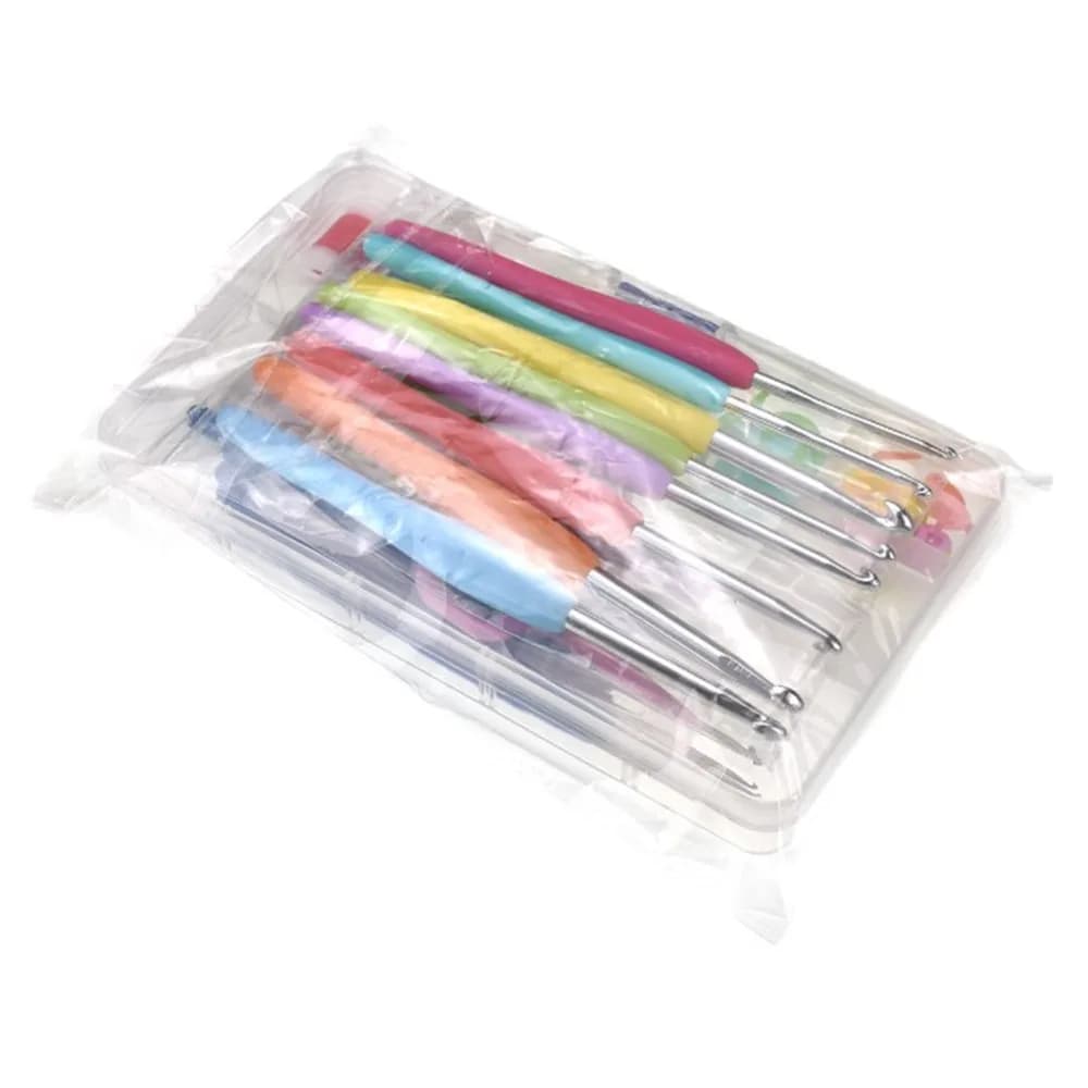 53pcs Rubber Handle Crochet Hooks Set 2.0mm~6.0mm Sizes Plastic Case Knitting Crochet Needles 16 Size Crochet Hooks Kit
