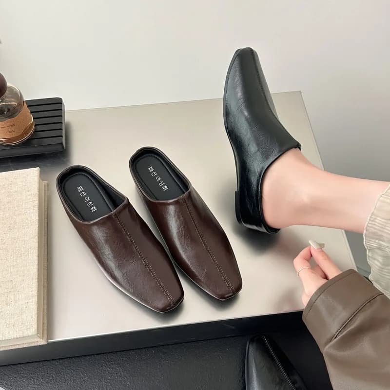 Wear Summer Baotou Semi-slippers for Women 2026 New Square Toe Inner Heightened Slip-on Sandals