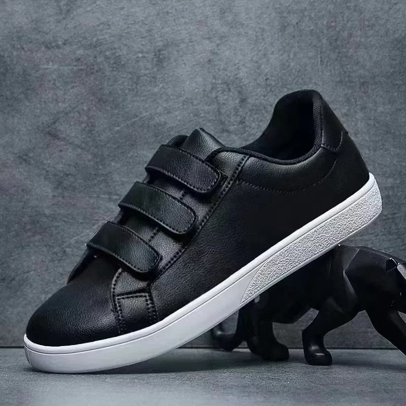 Nuove scarpe da ginnastica in pelle bianca da uomo quotidiane per esterni 3 cinturini in velcro scarpe per il tempo libero impermeabili sneaker da scuola per ragazzi