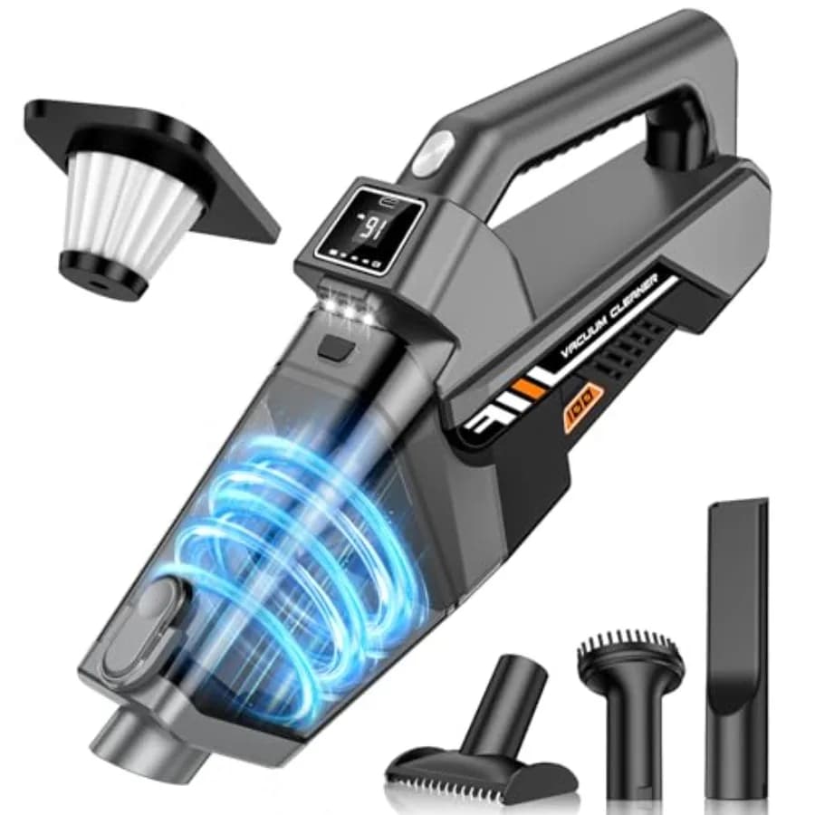 Aspirapolvere Portatile Senza Fili 16KPA Potente Aspirazione, Aspirapolvere Manuale Ricaricabile con Display HD e 3 LED