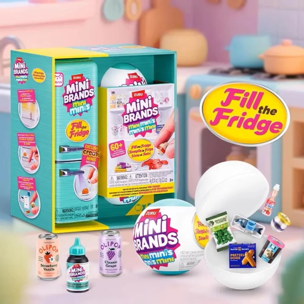 ZURU Mini Brands Refrigerator Ball Surprise Blind Box Super Mini Set di Cibo Delizioso Decorazione per Casa delle Bambole Giocattoli Creativi per Bambini
