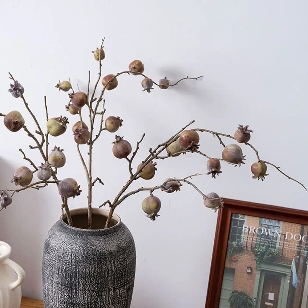 11 Fruit Artificial Pomegranate Branches Plastic Handmade Simulation Pomegranate Fruit Elegant Realistic Fake Plants