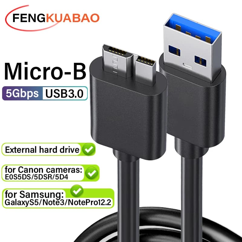 Micro USB 3.0 Cable External Hard Drive Disk USB3.0 Type A to Micro B for Samsung S5 Note3 Canon Camera Toshiba HDD Data Cable