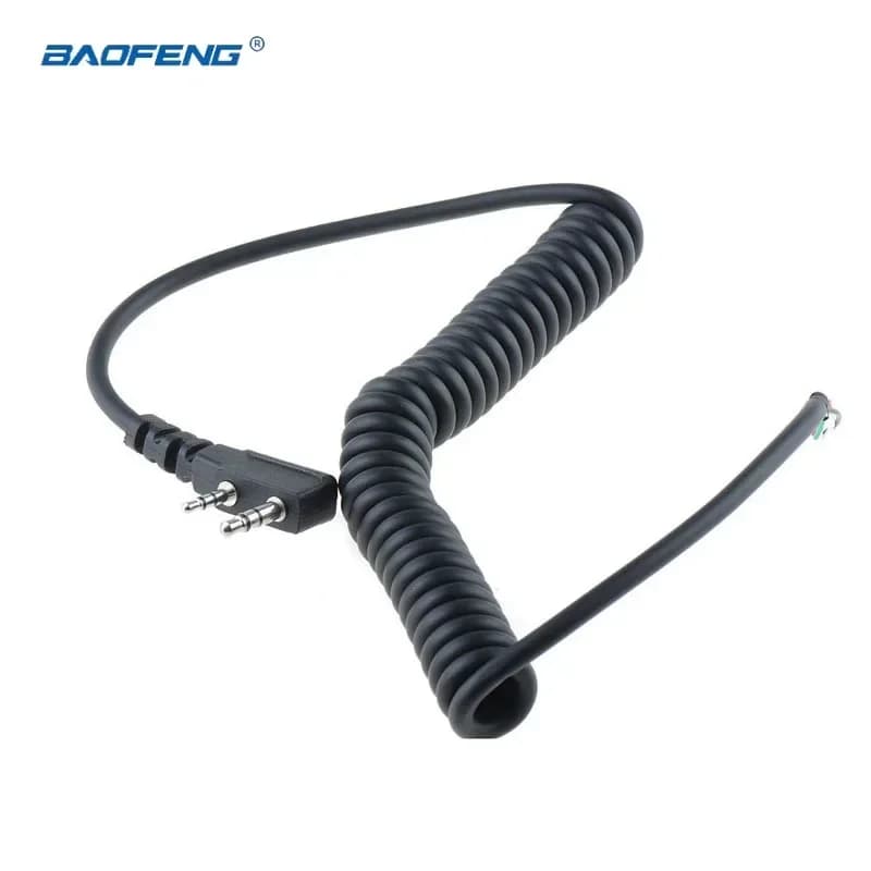 Baofeng Cavo per microfono a 4 fili 2 pin K-Plug PTT Mic Cavo a molla per altoparlante per UV-82 UV-5R Kenwood TK370 Walkie Talkie Accessorio
