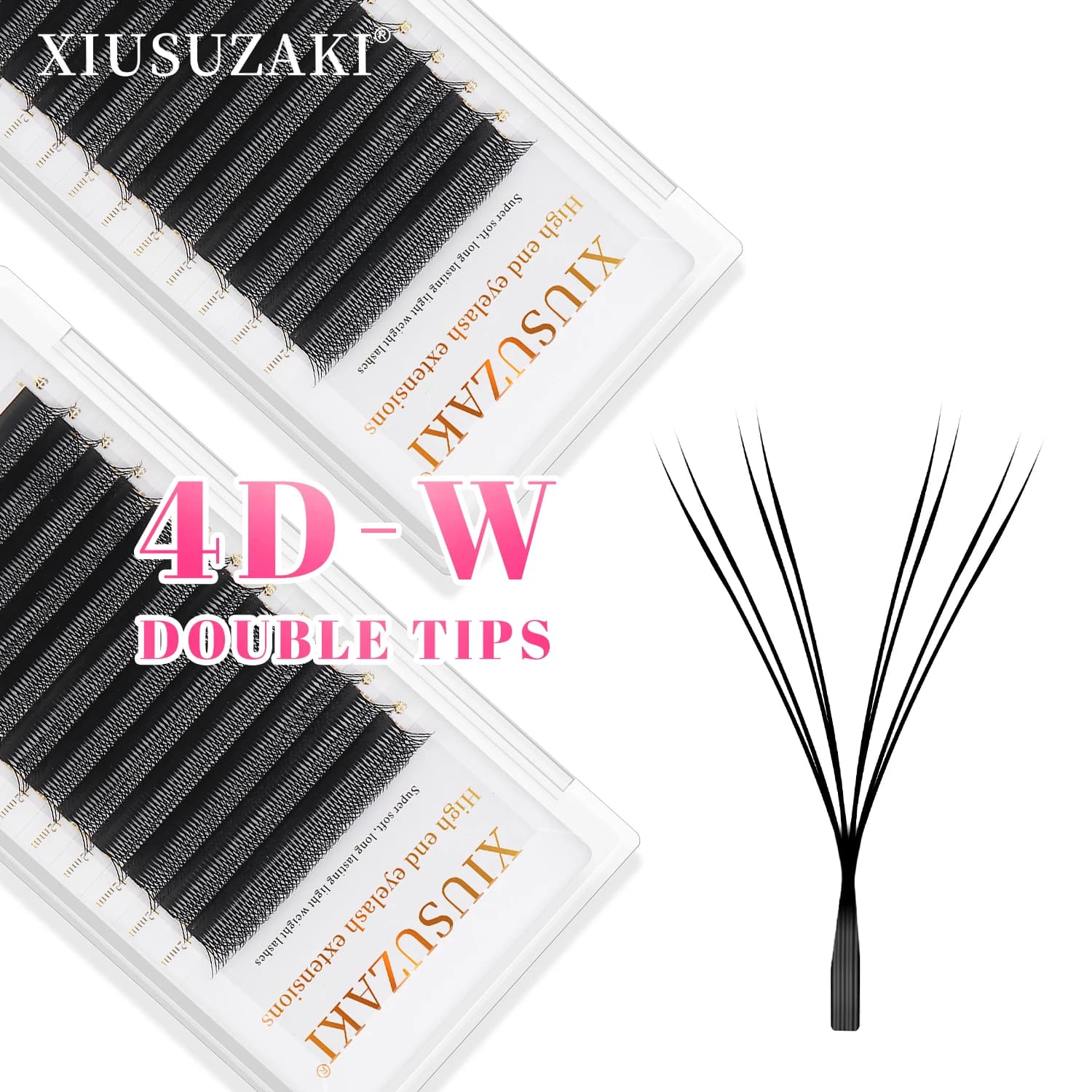 XIUSUZAKI 2-4D Estensioni ciglia a forma di W 8DW C/D Curl Individual di alta qualità 4D W Doppie punte Ventole prefabbricate Ciglia finte