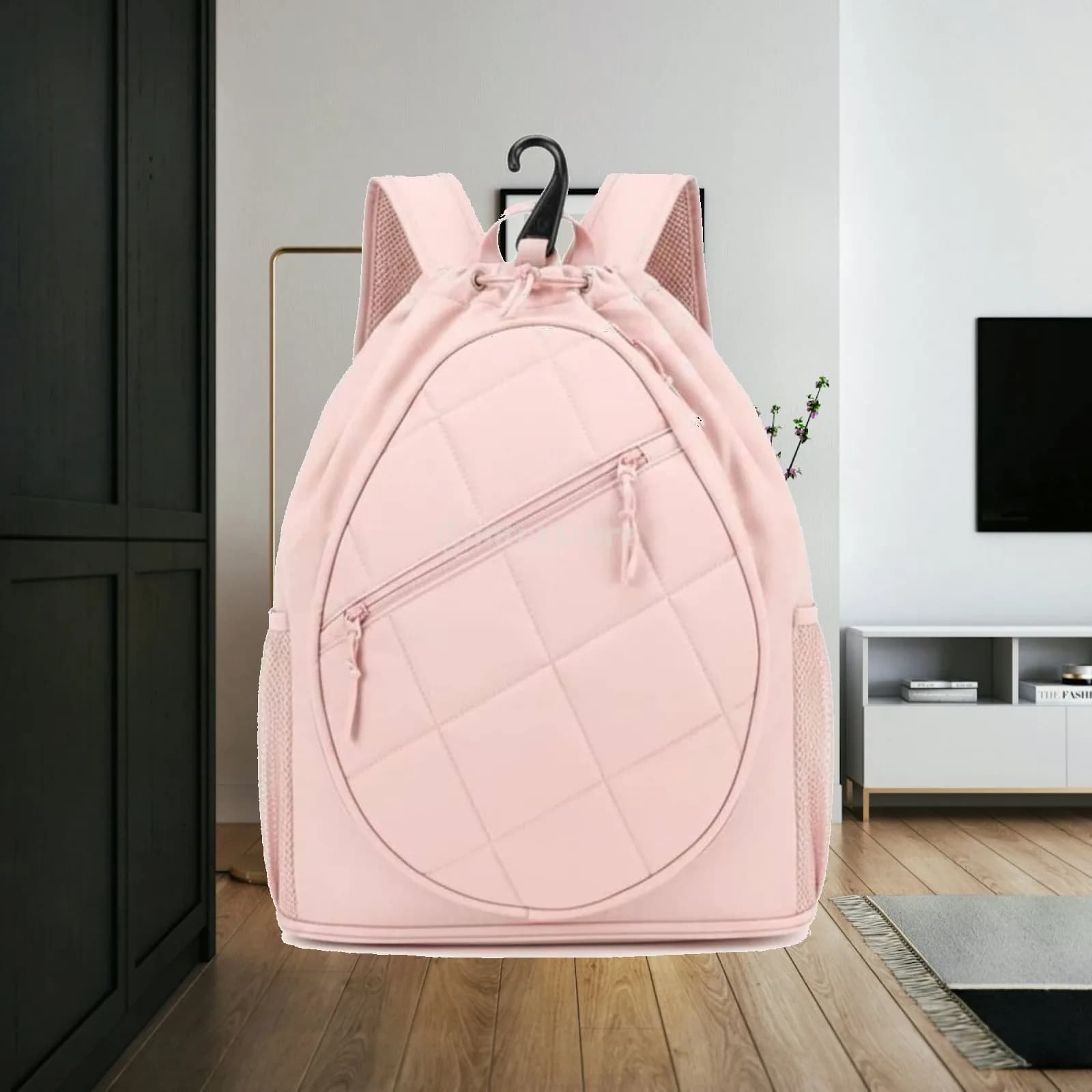Sports Paddle Bag Shoe Compartment Badminton Racket Bag Outdoor Use Tennis Backpack for Travel Pink