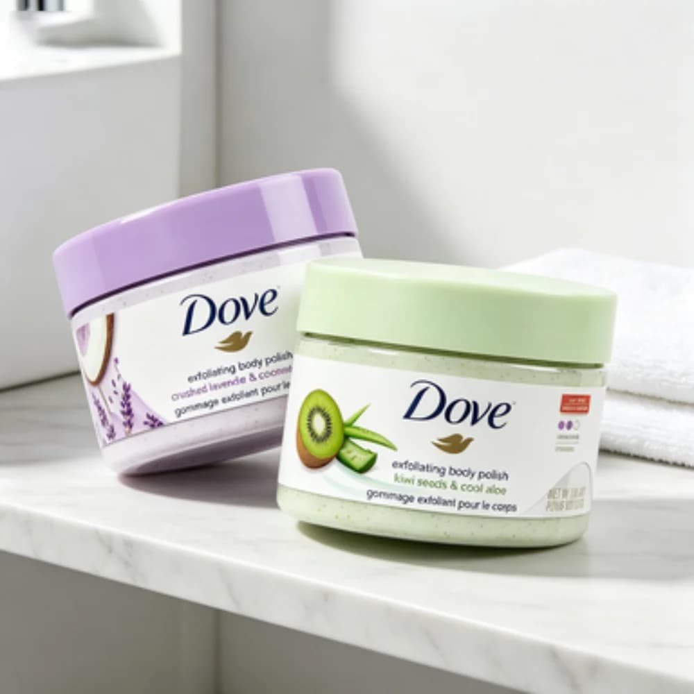INS Hot Dove Moisturizing Exfoliator Exfoliating Creamy Dense Texture Almond Mango Lavender Coconut for Dry Rough Skin for Body