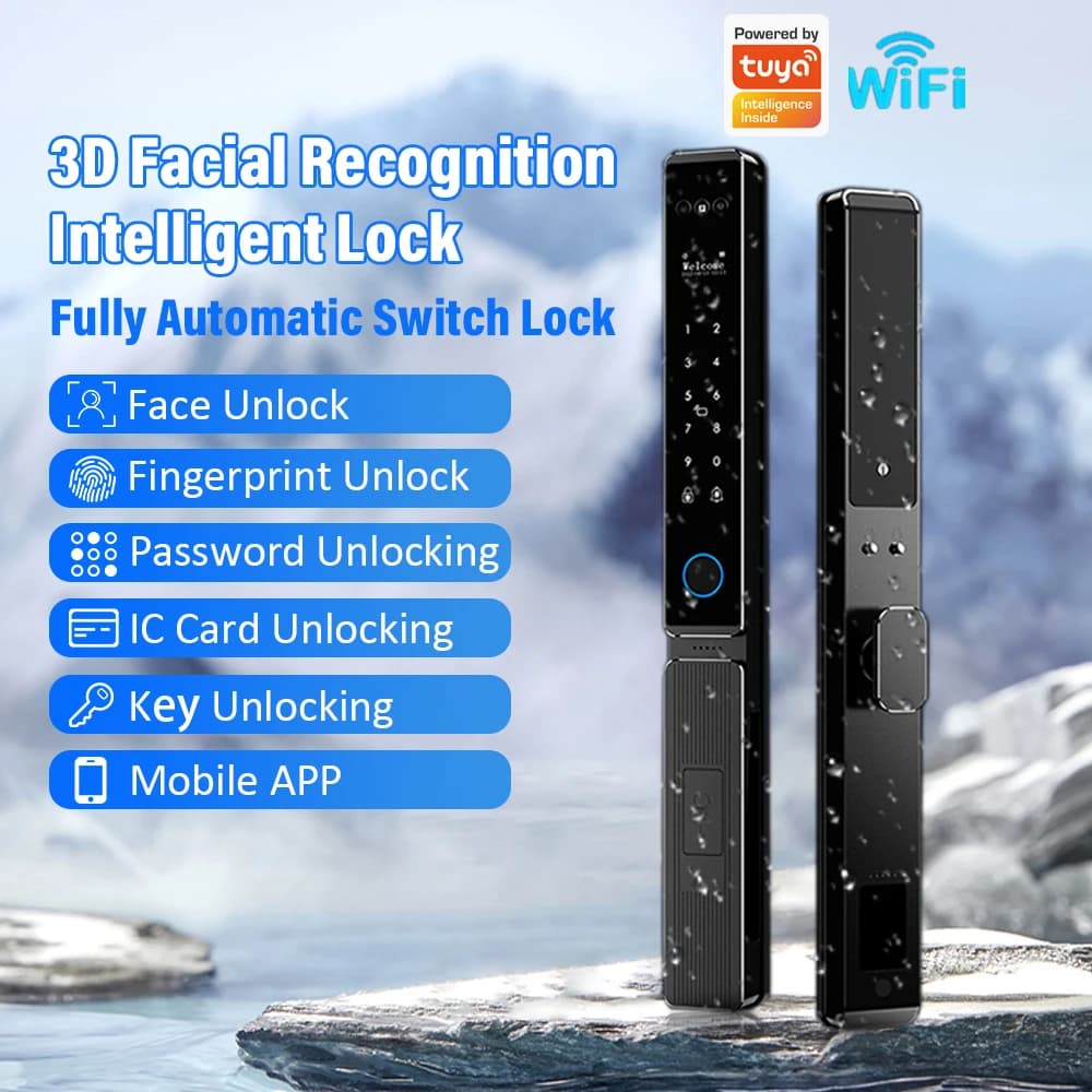 G01 G02 IP66 Impermeabile Tuya WiFi Face Door Lock Serratura per porta in alluminio con APP Videochiamata Impronte digitali Password IC Card Sblocco chiave