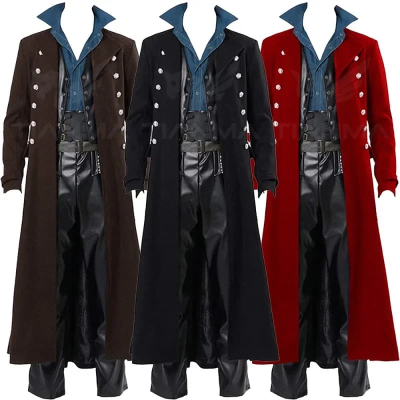 Medieval Men British Style Punk Jackets Windbreaker Carnival Gothic Victorian Knight Prince Uniform Coat Party Cosplay Costume