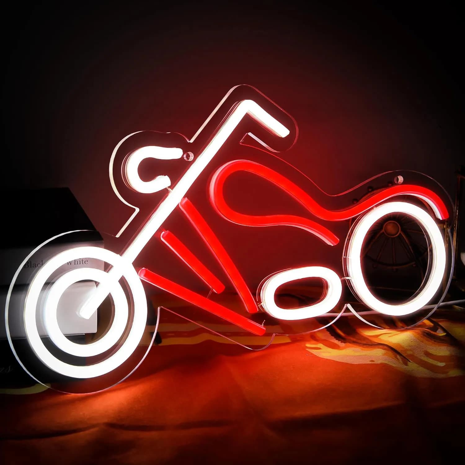 Insegna al Neon a LED Dimmerabile a Forma di Moto Chopper Retrò per Man Cave, Garage, Bar per Motociclisti, Sala Giochi, Camera da Letto, Decorazione Murale, Alimentazione USB