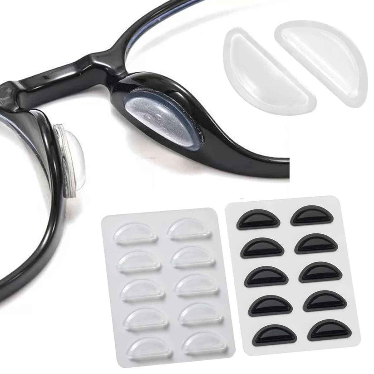5/10 paia di naselli per occhiali antiscivolo super appiccicosi adesivi in silicone morbido nasello per occhiali per parti di occhiali con montatura in plastica