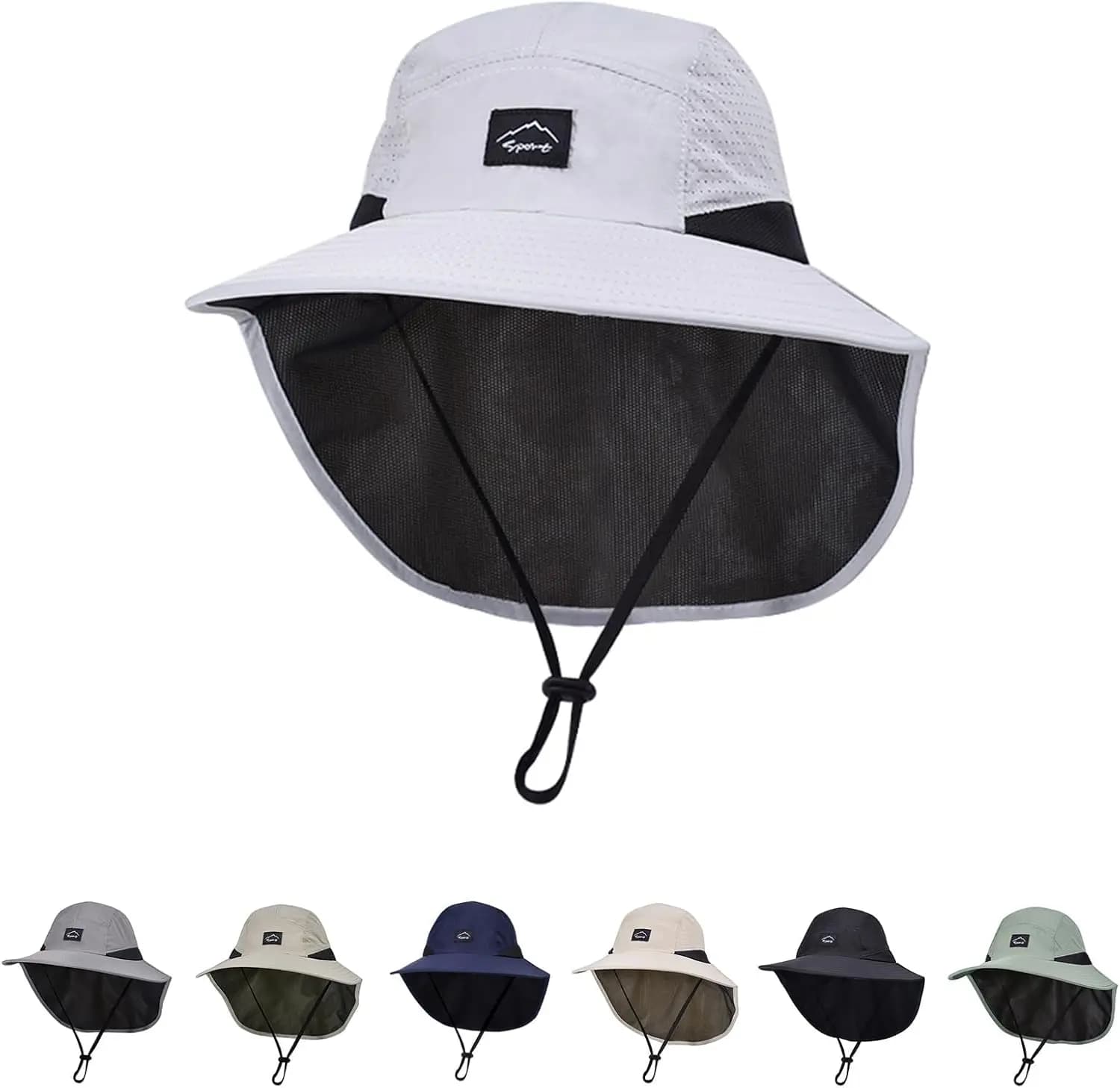 Cappello da sole per bambini UPF 50+ con protezione per il collo, cappello da spiaggia ad asciugatura rapida per ragazzi e ragazze dai 2 ai 12 anni, regolabile