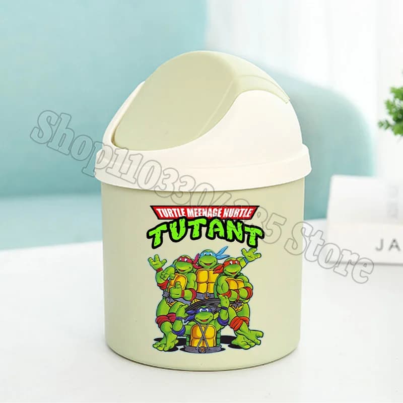 Teenage Mutant Ninjas Turtles Trash Can Kids Anime Garbage Bin Desktop Organizer Dustbin Wastepaper Mini Basket Gift Hot Sales