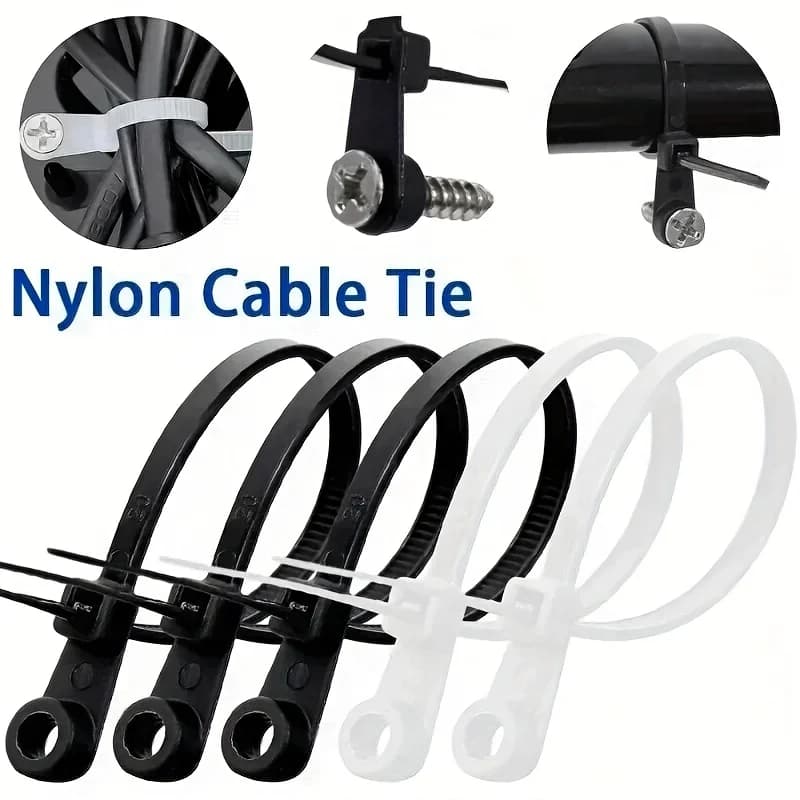 Fascette per cavi in nylon creative da 200 pezzi con fori di montaggio a vite, reggette ad anello autobloccanti, organizer per cavi da ufficio fai da te
