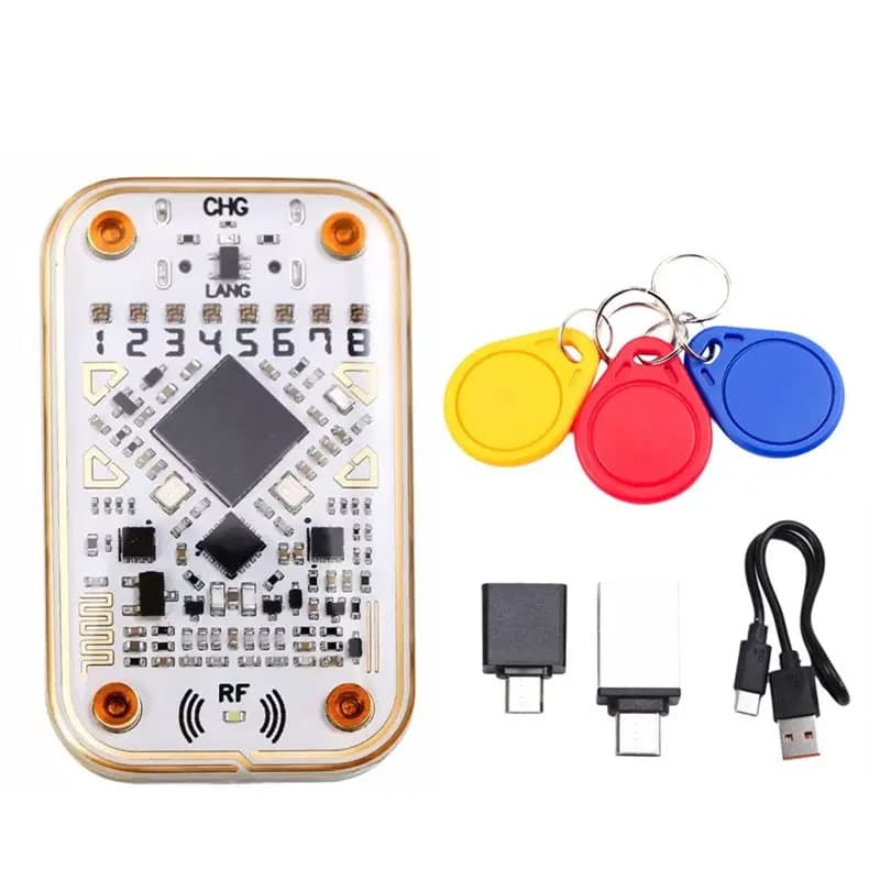 ABZZ-Chameleon Ultra Lettore di Chip RFID Smart + Emulatore di Carte Smart con 3 Portachiavi UID 125K 13.56M, Decodifica Carte IC ID, Lettore/Scrittore NFC