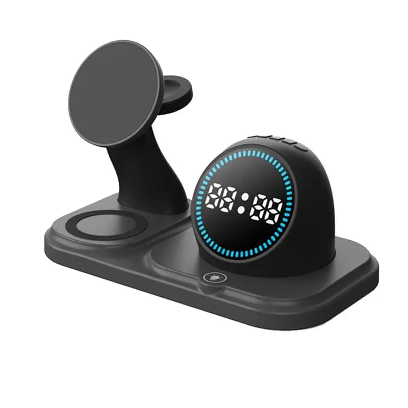 Consegna in 24 ore, sveglia RGB con ricarica wireless magnetica da 30W, stazione 6 in 1 con altoparlante Bluetooth per orologio