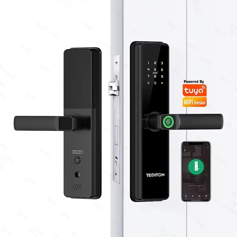 Serratura elettrica con maniglia Tuya Wifi Smart Home Serratura per porta per camera Serratura intelligente con impronta digitale con accesso remoto
